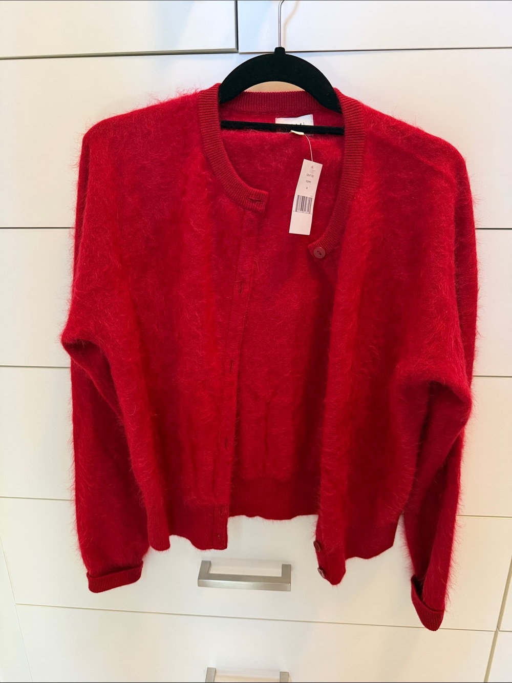 NWT Cami NYC Red 100% brushed cashmere Button-Front Cardigan